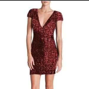 *NEW* Dress The Population Sequin Bodycon Mini Dress Color: Red , Size Medium